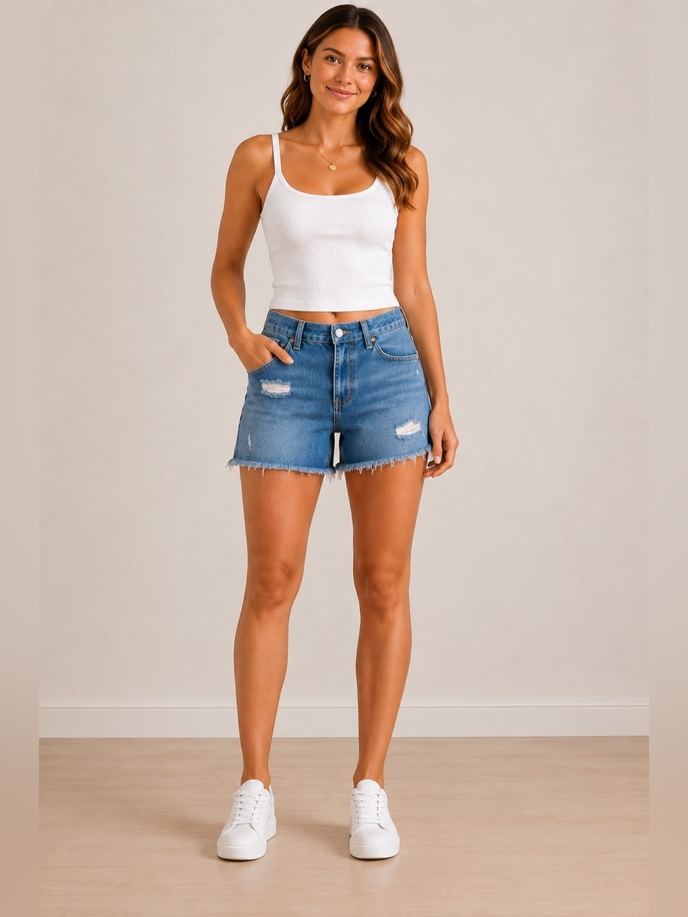 RSQ Distressed Denim Shorts Women’s Size 30 Mid-Length Raw Hem